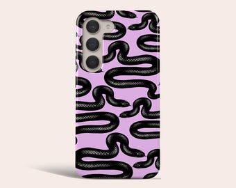 Pastel Snake Pattern Phone Case Black Snake Cover Fit for Samsung Galaxy S25 S24 S23 Ultra S23 Plus S22 Ultra S20 FE Note 20 Ultra Note 10