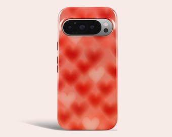 Red Heart Phone Case Glossy Love Pattern Cover Fit for Google Pixel 10 Pro XL 9A 9 Pro XL 8 8A 7A 7 Pro Pixel 6 Pro 6A 3A 2XL