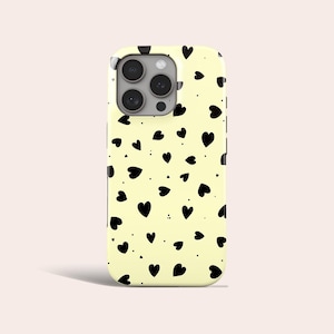 Black Hearts Phone Case Mini Hearts Minimalistic MagSafe Phone Cover Fit for iPhone 17 Pro Max 16 Pro Max 15 14 13 Pro 12 11 Pro XS 8 Plus
