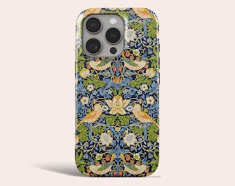 William Morris Phone Case Strawberry Thief MagSafe Phone Cover Fit for iPhone 18 Pro Max 17 16 15 14 Pro 13 12 11 Pro XS 8 Plus