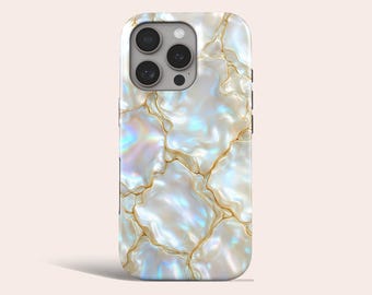 Pearl Print Phone Case Iridescent Mother of Pearl MagSafe Phone Cover Fit for iPhone 17 Pro Max 16 Pro Max 15 14 13 Pro 12 11 Pro XS 8 Plus