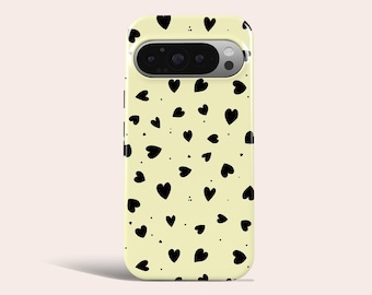 Black Hearts Phone Case Mini Hearts Minimalistic Cover Fit for Google Pixel 10 Pro XL 9A 9 Pro XL 8 8A 7A 7 Pro Pixel 6 Pro 6A 3A 2XL