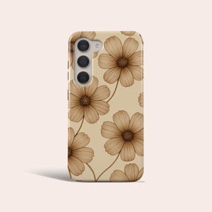 Beige Wildflower Phone Case Floral Phone Cover Fit for Samsung Galaxy S25 Plus S24 Ultra S23 Ultra S23 Plus S22 Ultra S20 FE Note 20 Ultra