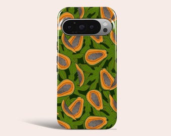 Papaya Phone Case Cute Fruit Pattern Phone Cover Fit for Google Pixel 10 Pro XL 9A 9 Pro XL 8 8A 7A 7 Pro Pixel 6 Pro 6A 3A 2XL