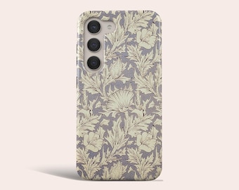 William Morris Phone Case Vintage Beige Floral Phone Cover Fit for Samsung Galaxy S25 S24 S23 Ultra 23 Plus S22 Ultra S20 FE Note 20 Ultra