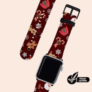Christmas Xmas Watch Strap Fit For Apple Watch Series 1 2 3 4 5 6 7 8 SE Vegan H21 Leather Watch Band
