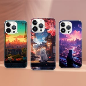 Leuke Kat Telefoon Geval Esthetische Katten Cover Fit voor iPhone 16 Pro Max 15 14 11 Pro 12 13 XS 7 Samsung S25 S24 S23 S21 A14 A53 A54 Huawei P30