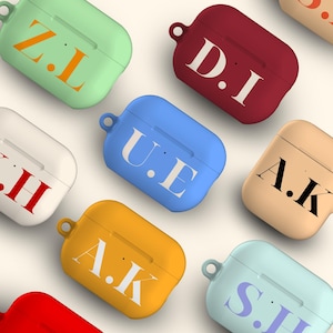 Gepersonaliseerde AirPods-hoes met grote initiaal Aangepaste briefomslag Geschikt voor AirPods 1e generatie AirPods 2e generatie AirPods Pro 2 AirPods 3 AirPods 4