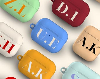 Funda personalizada grande para AirPods con inicial. Funda con letra personalizada. Compatible con AirPods de 1.ª generación, AirPods de 2.ª generación, AirPods Pro 2, AirPods 3 y AirPods 4.