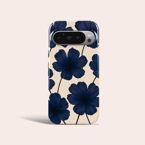Capa de celular com estampa floral azul, compatível com Google Pixel 11 Pro XL, 10A, 10 Pro, 9A, 9 Pro XL, 8, 8A, 7A, 7 Pro, 6 Pro e 6A.