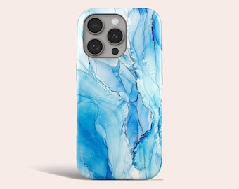Blue Marble Phone Case Marble MagSafe Phone Cover Fit for iPhone 17 Pro Max 16 Pro Max 15 14 13 Pro 12 11 Pro XS 8 Plus