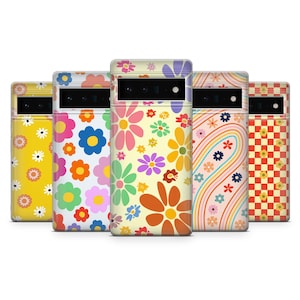 Retro Groovy Phone Case Floral Hippie Cover Fit for Google Pixel 10 Pro XL 9A 9 Pro 8A 8 Pro 8 7A 7 Pro 6 6A 3A 4XL 5 OnePlus 13