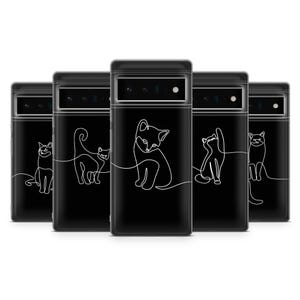 Funda para teléfono con dibujo de gato de una línea, bonita funda para teléfono con dibujo de gato, compatible con Google Pixel 9A, 9 Pro, XL, 8A, 8 Pro, 7A, 7 Pro, 7, 6A, 6 Pro, 3A, 3XL, 4A, 5, OnePlus 10