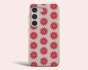 Pink Daisy Phone Case Retro Floral Phone Cover Fit for Samsung Galaxy S25 Plus S24 Ultra S23 Ultra S23 Plus S22 Ultra S20 FE Note 20 Ultra