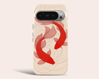 Koi Fish Phone Case Japanese Aesthetic Phone Cover Fit for Google Pixel 11 Pro XL 10A 10 Pro 9A 9 Pro XL 8 8A 7A 7 Pro 6 Pro 6A