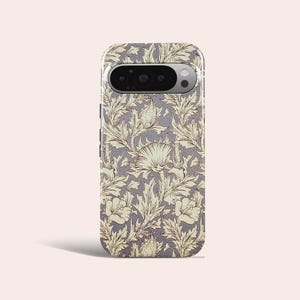 Custodia per telefono William Morris con motivo floreale beige vintage, adatta per Google Pixel 8 Pro, 7, Pixel 6, Pixel 6 Pro, Pixel 5, Pixel 4a, Pixel 3