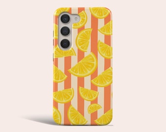 Orange Lemon Pattern Phone Case Summer Citrus Phone Cover Fit for Samsung Galaxy S25 S24 Ultra S24 S23 FE S23 Plus S22 S20 FE Note 20 Ultra