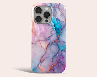 Custodia per telefono con finitura effetto marmo rosa, cover MagSafe compatibile con iPhone 17 Pro Max, 16 Pro Max, 15, 14, 13 Pro, 12, 11 Pro, XS, 8 Plus