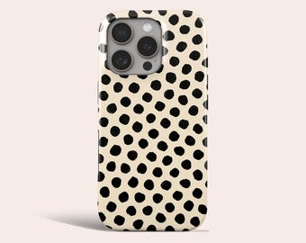 Funda para teléfono con estampado de lunares negros, funda MagSafe compatible con iPhone 17 Pro Max, 16 Pro Max, 15, 14, 13 Pro, 12, 11 Pro, XS, XR y 8 Plus.