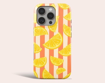Funda para teléfono con estampado de limón naranja, diseño cítrico veraniego, MagSafe, compatible con iPhone 17 Pro Max, 16 Pro Max, 15, 14, 13 Pro, 12, 11 Pro, XS y 8 Plus.
