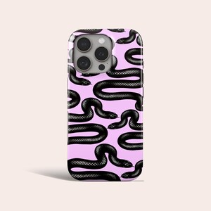 Pastellfärgat ormmönster mobilskal svart ormmönster MagSafe mobilskal passar iPhone 18 Pro Max 17 16 15 14 Pro 13 12 11 Pro XS 8 Plus
