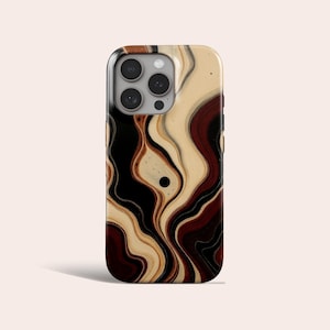 Brown Black Marble Phone Case Abstract Swirl MagSafe Phone Cover Fit for iPhone 17 Pro Max 16 Pro Max 15 14 13 Pro 12 11 Pro XS 8 Plus