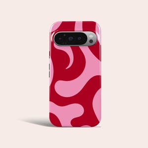 Retro Wave Abstract Phone Case Pink Groovy Phone Cover Fit for Google Pixel 11 Pro XL 10A 10 Pro 9A 9 Pro XL 8 8A 7A 7 Pro 6 Pro 6A