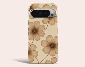 Beige Wildflower Phone Case Floral Phone Cover Fit for Google Pixel 11 Pro XL 10A 10 Pro 9A 9 Pro XL 8 8A 7A 7 Pro 6 Pro 6A