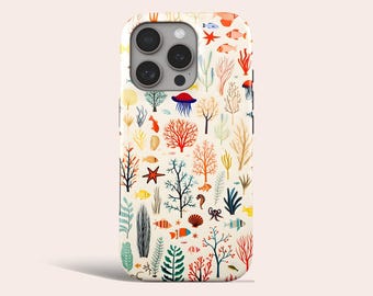 Sea Life Creatures Phone Case Coral Reef MagSafe Phone Cover Fit for iPhone 17 Pro Max 16 Pro Max 15 14 13 Pro 12 11 Pro XS 8 Plus