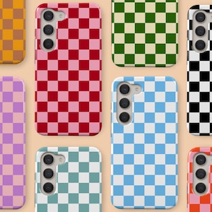 Custom Checkered Color Phone Case Retro Minimalist Checkered Phone Cover Fit for Samsung Galaxy S25 Ultra S24 S23 S22 S21 FE A16 A14
