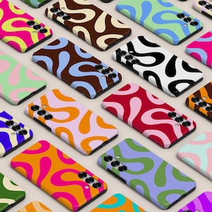 Custom Retro Wave Abstract Phone Case Retro Groovy Phone Cover Fit for Samsung Galaxy S25 Ultra S24 S23 S22 S21 FE A16 A14