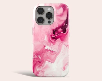 Custodia per telefono effetto marmo rosa, cover MagSafe effetto marmo compatibile con iPhone 17 Pro Max, 16 Pro Max, 15, 14, 13 Pro, 12, 11 Pro, XS, 8 Plus