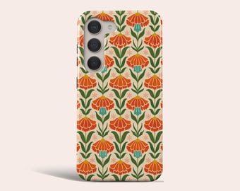 Retro Bloom Floral Phone Case Vintage 70's Flower Pattern Phone Cover Fit for Samsung Galaxy S25 S24 Ultra S23 Ultra S22 S20 Note 20 Ultra