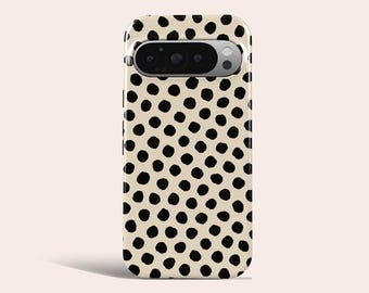 ブラック水玉模様のスマホケース 水玉模様のスマホカバー Google Pixel 11 Pro XL 10A 10 Pro 9A 9 Pro XL 8 8A 7A 7 Pro 6 Pro 6A 対応