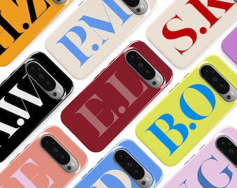 Telefoonhoesje met gepersonaliseerde letter, grote telefoonhoes met initialen, geschikt voor Google Pixel 11 Pro XL 10A 10 Pro 9A 9 Pro XL 8 8A 7A 7 Pro 6 Pro 6A