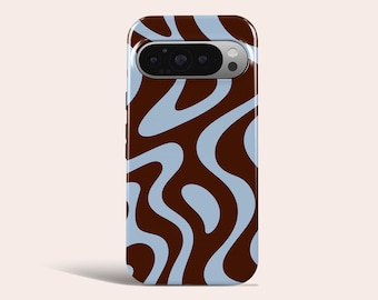Retro Wave Abstract Phone Case Brown Groovy Phone Cover Fit for Google Pixel 10 Pro XL 9A 9 Pro XL 8 8A 7A 7 Pro Pixel 6 Pro 6A 3A 2XL