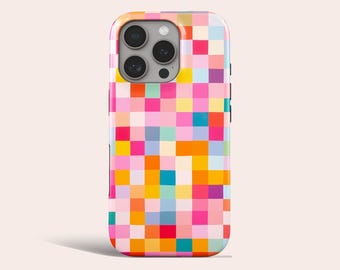 Aesthetic Checkered Phone Case Checkerboard MagSafe Phone Cover Fit for iPhone 17 Pro Max 16 Pro Max 15 14 13 Pro 12 11 Pro XS 8 Plus