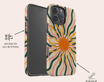 大特価⭐️iPhone16Pro スマホケース オシャレ サンセット風デザイン サンライズデザインのスマホケース（抽象画風）MagSafe対応 iPhone 17
