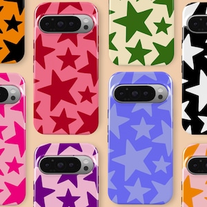 Individuell gestaltete Handyhülle mit Sternenmuster im minimalistischen Retro-Stil, passend für Google Pixel 11 Pro XL, 10A, 10 Pro, 9A, 9 Pro XL, 8, 8A, 7A, 7 Pro, 6 und 6A