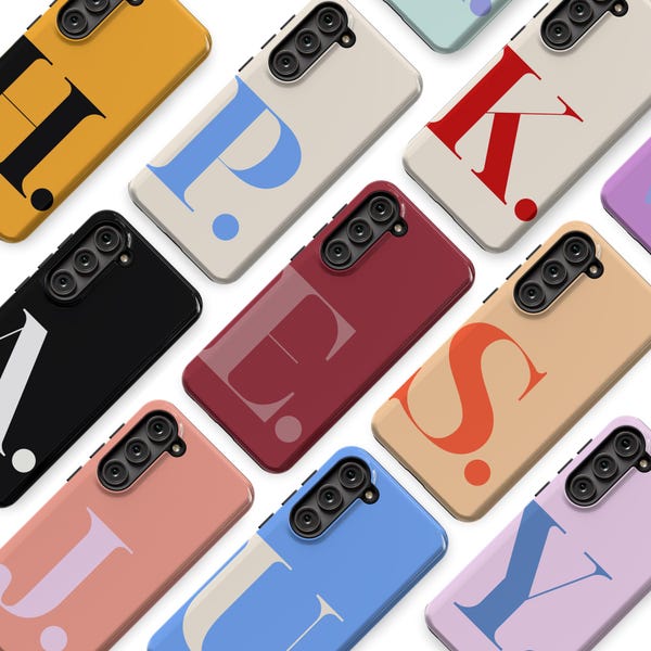 Personalised Large Initial Phone Case Custom Letter Phone Cover Fit for Samsung Galaxy S25 S24 Ultra S23 Plus S22 Ultra S20 FE Note 20 Ultra