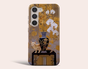 Esthetische Kat Telefoon Geval Minimalistische Telefoon Cover Fit voor Samsung Galaxy S25 S24 Ultra S23 Plus S22 Ultra S20 FE Note 20 Ultra Note 10