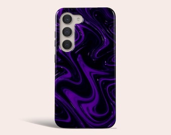 Purple Marble Phone Case Glossy Swirl Marble Pattern Phone Cover Fit for Samsung Galaxy S25 Plus S24 Ultra S23 S23 Plus S22 S20 FE Note 20