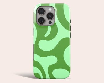 Retro Wave Abstract Phone Case Green Groovy MagSafe Phone Cover Fit for iPhone 17 Pro Max 16 Pro Max 15 14 13 Pro 12 11 Pro XS 8 Plus
