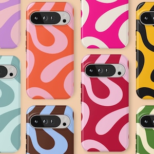 Custom Retro Wave Abstract Phone Case Retro Groovy Cover Fit for Google Pixel 10 Pro XL 9A 9 Pro XL 8 8A 7A 7 Pro 6 Pro 6A 3A 2XL