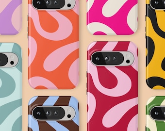 Funda personalizada con diseño retro de olas y estilo abstracto para Google Pixel 11 Pro XL 10A 10 Pro 9A 9 Pro XL 8 8A 7A 7 Pro 6 Pro 6A