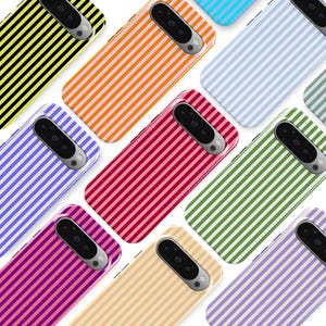 Funda de teléfono personalizada con rayas de colores, estilo retro minimalista, con líneas verticales, compatible con Google Pixel 10 Pro XL, 9A, 9 Pro, 8A, 7A, 7 Pro, Pixel 6A y 3A.