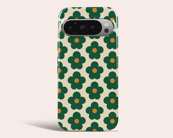 Funda para teléfono Green Daisy, funda retro floral para teléfono compatible con Google Pixel 10 Pro XL 9A 9 Pro XL 8 8A 7A 7 Pro Pixel 6 Pro 6A 3A 2XL