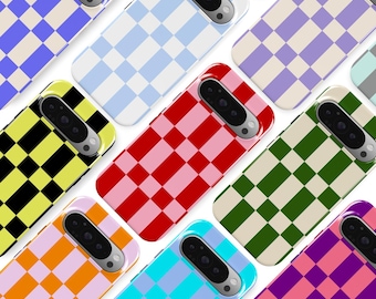 Custom Color Long Checkered Phone Case Retro Minimalist Checkered Cover Fit for Google Pixel 10 Pro XL 9A 9 Pro XL 8 8A 7A 7 6 Pro 6A 3A 2XL