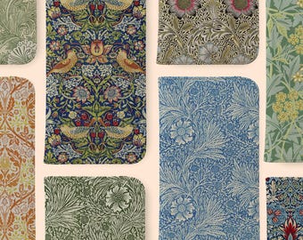 William Morris Druck Handyhülle William Morris Leder Geldbörse Handytasche für iPhone 17 Pro Max 16 15 Plus Samsung S25 Ultra S24 S23 S22 S21