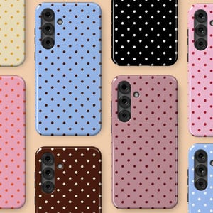 Funda para teléfono con estampado de lunares personalizados, funda retro para teléfono con estampado de lunares compatible con Samsung Galaxy S26 Ultra S25 S24 S23 Plus S22 S21 FE A16 A14 A16 A53